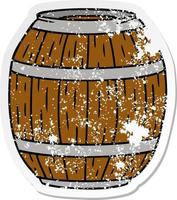distressed sticker cartoon doodle of a wooden barrel vector