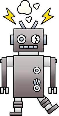gradient shaded cartoon malfunctioning robot