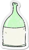 distressed sticker of a cartoon bottle vector