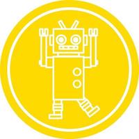 dancing robot circular icon vector