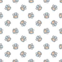 Seamless pattern with creative cute doodle backpacks on white background. Cute Doodle style. Vector image.