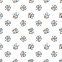 Seamless pattern with creative cute doodle backpacks on white background. Cute Doodle style. Vector image.