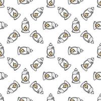 Pear and Kerosene lamp. Seamless pattern on a white background. Cute vector illustration.