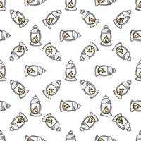 Pear and Kerosene lamp. Seamless pattern on a white background. Cute vector illustration.