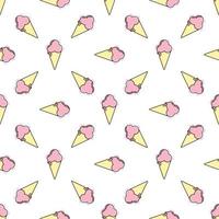 Ice cream seamless pattern on white background. Ice cream doodle illustration background . Assorted Ice Cream for print, add, card and textile vector