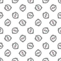 Compass pattern on white background outline in doodle style. Cute vector pattern with compass in doodle style