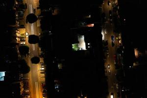 Beautiful High Angle View of Luton Town of England at Night, Drone's footage after sunset photo