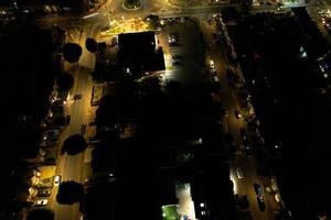 Beautiful High Angle View of Luton Town of England at Night, Drone's footage after sunset photo