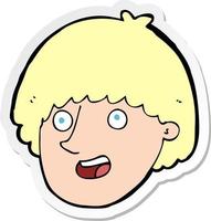 sticker of a cartoon happy male face vector