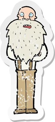 retro distressed sticker of a cartoon bearded old man