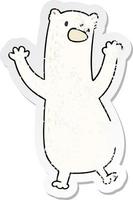 distressed sticker of a quirky hand drawn cartoon polar bear vector