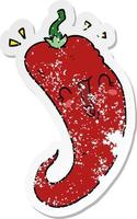 distressed sticker of a cartoon chili pepper vector