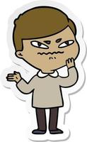 sticker of a cartoon angry man vector