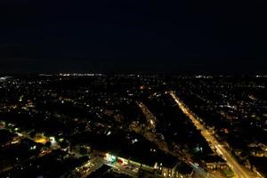 Beautiful High Angle View of Luton Town of England at Night, Drone's footage after sunset photo