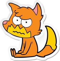 sticker of a cartoon annoyed fox vector