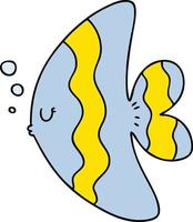 quirky hand drawn cartoon fish vector