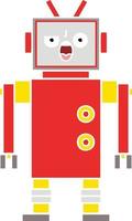 flat color retro cartoon angry robot vector