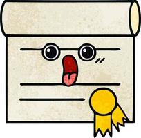 retro grunge texture cartoon certificate vector