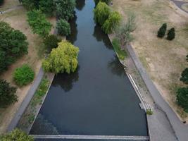 High angle and Aerial Footage of Local Free Access Public Park at Luton England UK photo