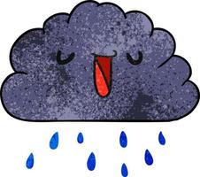 textured cartoon kawaii weather rain cloud vector