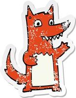 distressed sticker of a cartoon wolf vector