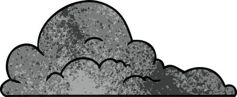 textured cartoon doodle of white large clouds vector