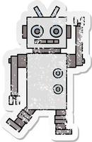 distressed sticker of a cute cartoon dancing robot vector