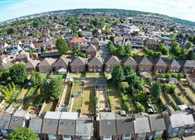 Aerial Panoramic view high angle footage of Residential streets of Luton Town of England UK photo