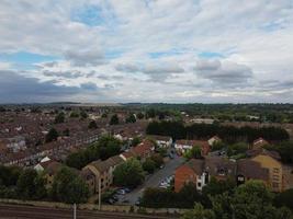 An Aerial footage and High Angle View of Luton town of England over a Residential Area Bury Park of Asian Pakistani and Kashmiri People Community. photo