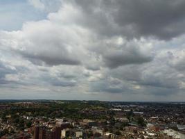 Aerial view and high angle footage of City Centre of British Town Luton England UK. photo