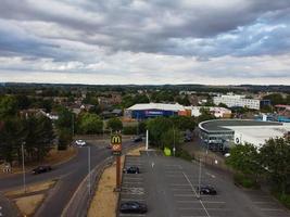 Aerial footage by drone high angle view of London Luton City of England and residential Buildings photo