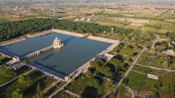 High Angle Aerial View of Historical Mughals Hiran Minar and village of Sheikhupura Pakistan photo