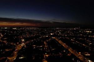 Beautiful High Angle View of Luton Town of England at Night, Drone's footage after sunset photo