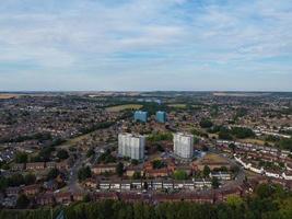 Aerial View of Luton City of England UK at Sunset Time, Colourful Clouds high angle footage taken by drone photo