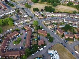 Aerial View of Luton City of England UK at Sunset Time, Colourful Clouds high angle footage taken by drone photo