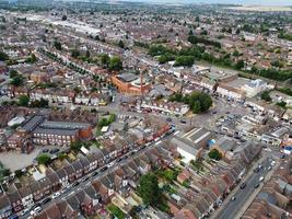 An Aerial footage and High Angle View of Luton town of England over a Residential Area Bury Park of Asian Pakistani and Kashmiri People Community. photo
