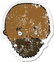 retro distressed sticker of a cartoon shocked man with beard vector