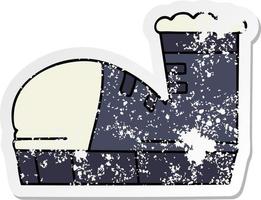 distressed sticker of a quirky hand drawn cartoon sneaker vector
