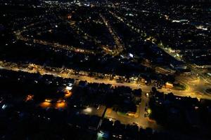 Gorgeous Aerial Night View of illuminated Luton Town of England UK, Drone's high Angle Footage. photo