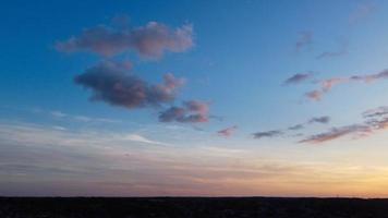 Beautiful Sunset withSky with Colourful Clouds, Drone's High Angle Footage over City of England UK photo