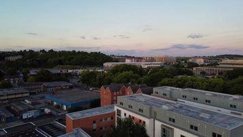 Drone's high angle Aerial view of City Center of Luton Town of England and Train Station photo