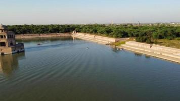 High Angle Aerial View of Historical Mughals Hiran Minar and village of Sheikhupura Pakistan photo