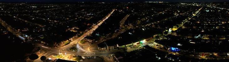 Beautiful High Angle View of Luton Town of England at Night, Drone's footage after sunset photo