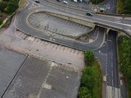 Aerial footage by drone high angle view of London Luton City of England and residential Buildings photo