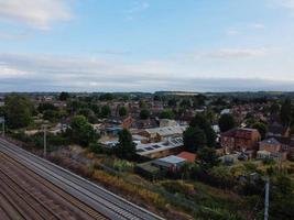 High Angle Aerial View of Train Tracks at Leagrave Luton Railway Station of England UK photo