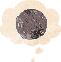 cartoon moon and thought bubble in retro textured style vector