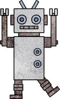 retro grunge texture cartoon dancing robot vector