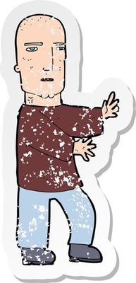 retro distressed sticker of a cartoon tough man