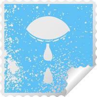 distressed square peeling sticker symbol crying eye vector