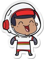 sticker of a happy cartoon astronaut vector